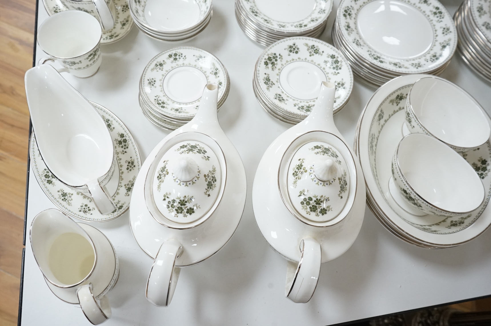 A Royal Doulton Valley Green dinner, tea and coffee service, largest 34cm wide